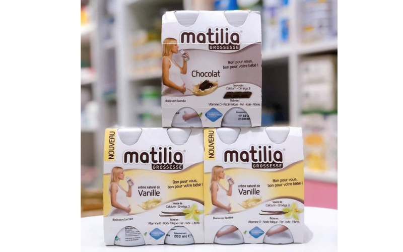 ữa bầu vị vani Matilia Grossesse thường được bán theo lốc 4 chai (200ml/chai) với giá 305.000 đồng